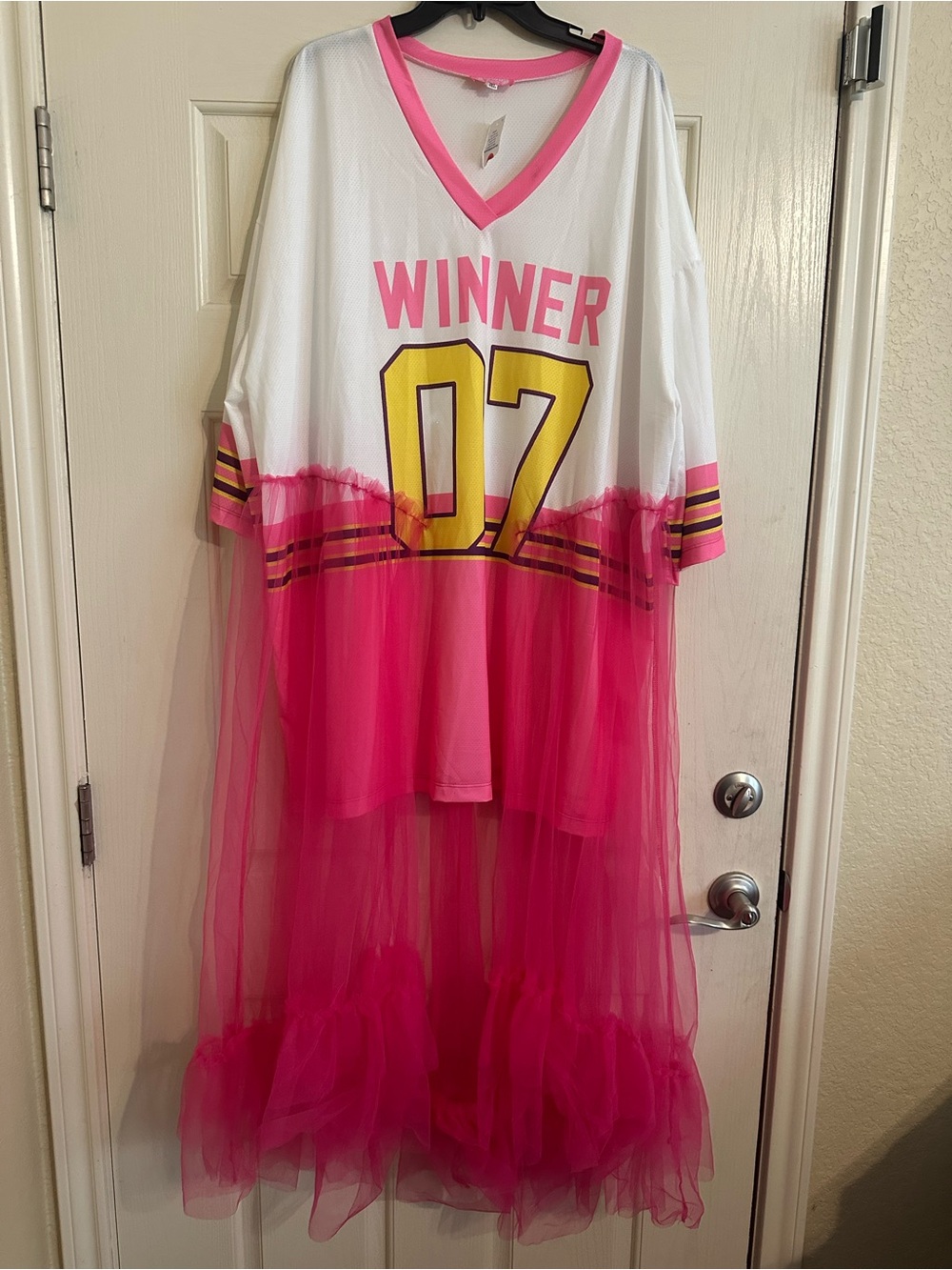 Glowup Pink-Trim White Mesh Top